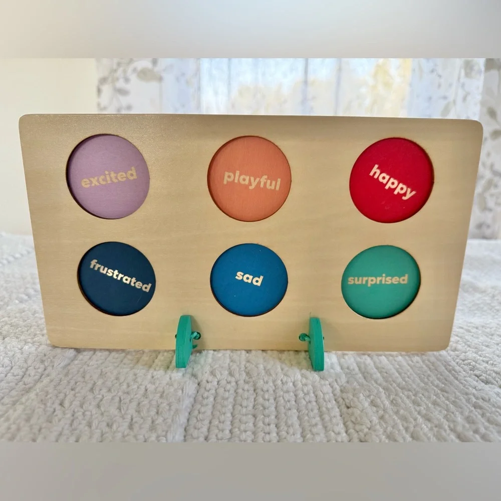 Kiwi Co Panda Crate Emotions Faces Game Wooden Pucks Montessori Learning Tool